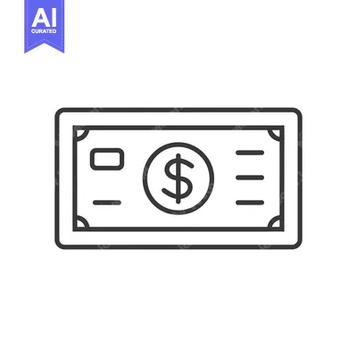 Aset desain premium: Line drawing illustration of a dollar bill
