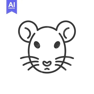 Aset desain premium: Line drawing illustration of a mouse face