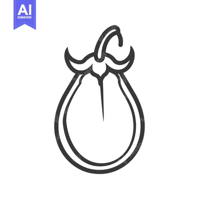 Aset desain premium: Line drawing illustration of an eggplant