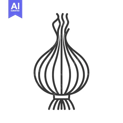 Aset desain premium: Line drawing illustration of an onion