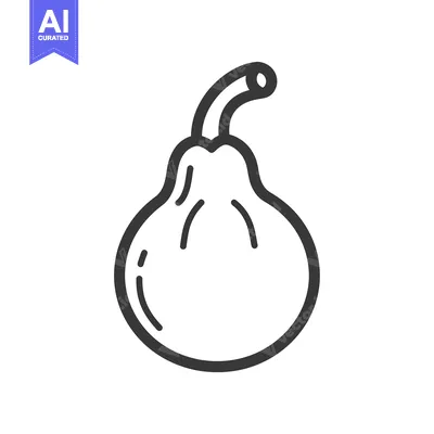 Aset premium populer: Line drawing illustration of a pear fruit