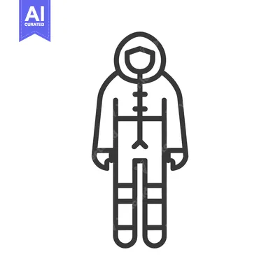 Aset desain premium: Line drawing illustration of a person wearing a hooded winter coat