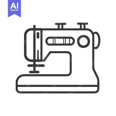 Aset desain premium: Line drawing illustration of a sewing machine