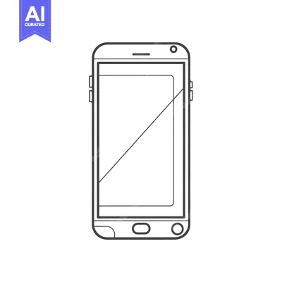 Aset desain premium: Line drawing illustration of a smartphone