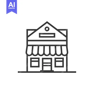 Aset desain premium: Line drawing illustration of a storefront building