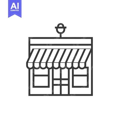 Premium design asset: Line Drawing Illustration of a Store Front with an Awning