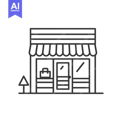 Premium design asset: Line drawing illustration of a storefront with an awning