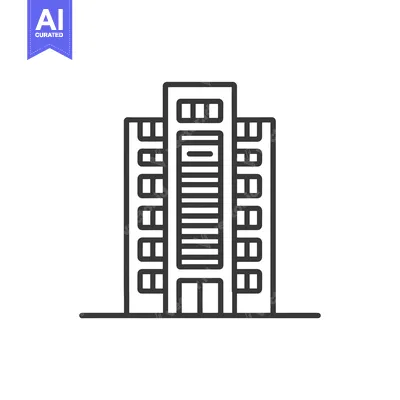 Aset premium populer: Line drawing illustration of a tall building with windows
