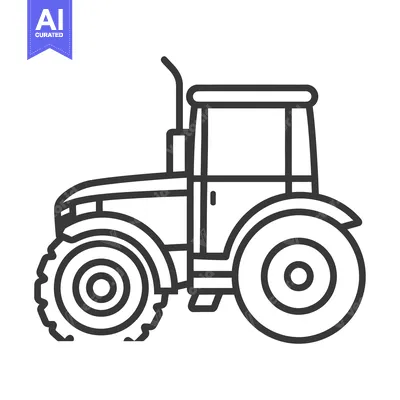 Aset desain premium: Line drawing illustration of a tractor