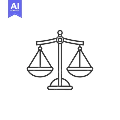 Aset premium populer: Line drawing of a balanced scale