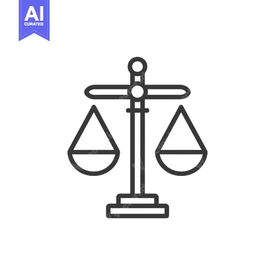 Aset desain premium: Line Drawing of a Balanced Scale with Two Trapezoidal Dishes