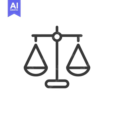 Aset desain premium: Line drawing of a balance scale with two equal sides