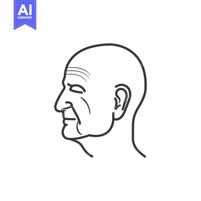 Popular premium asset: Line drawing of a bald man's head in profile