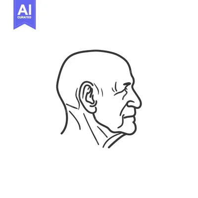 Popular premium asset: Line Drawing of a Bald Man's Profile