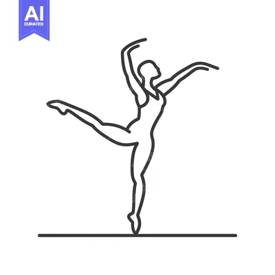 Premium design asset: Line Drawing of a Ballerina Performing a  'Arabesque' Pose