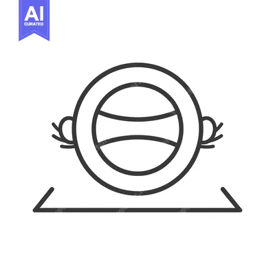 Aset premium populer: Line Drawing of a Ball with Lines on a Platform