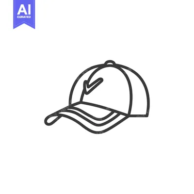 Aset desain premium: Line Drawing of a Baseball Cap with a Curved Brim