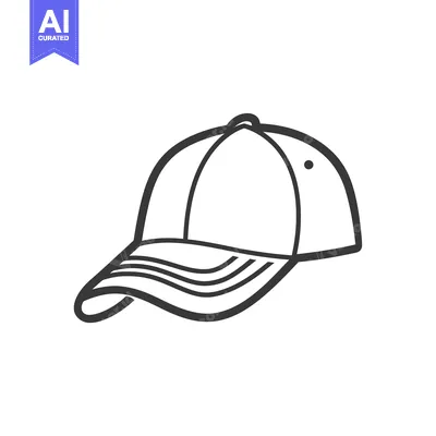 Line Drawing of a Baseball Cap with a Curved Brim