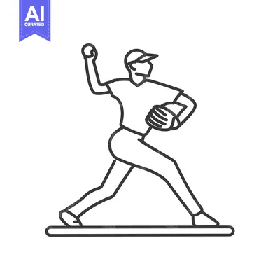 Popular premium asset: Line Drawing of a Baseball Pitcher Throwing a Pitch