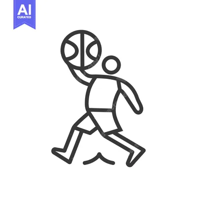 Aset desain premium: Line drawing of a basketball player shooting a basket