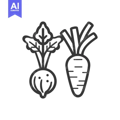 Aset desain premium: Line Drawing of a Beet and Carrot