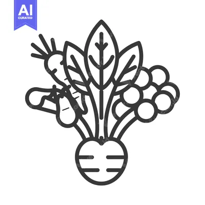Aset premium populer: Line Drawing of a Beetroot with Leaves and Roots