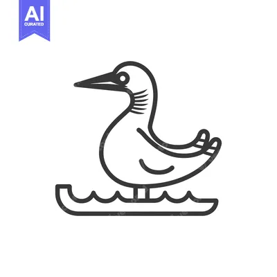 Aset desain premium: Line Drawing of a Bird on Water