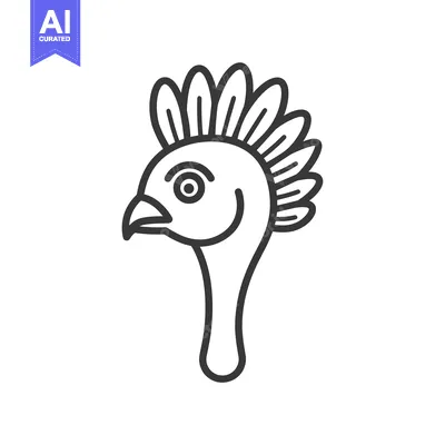 Aset premium populer: Line Drawing of a Bird's Head with a Spiky Crest