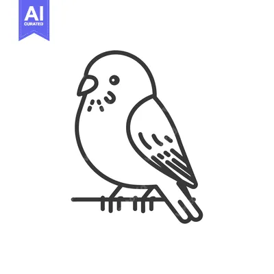 Aset premium populer: Line drawing of a bird with a round body and a long tail