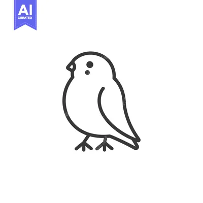 Aset premium populer: Line Drawing of a Bird with Two Dots on its Head