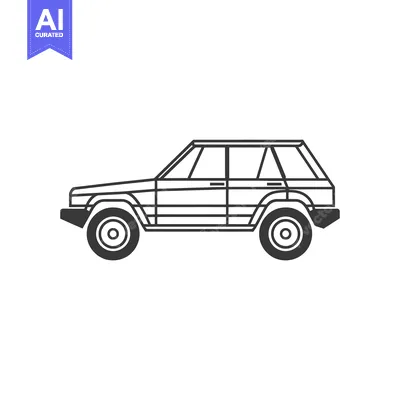 Aset premium populer: Line Drawing of a Black and White SUV
