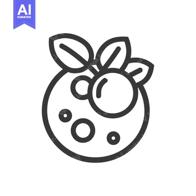 Aset desain premium: Line drawing of a blueberry with leaves