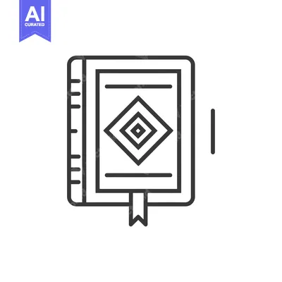 Aset premium populer: Line Drawing of a Book with a Square Inside and a Bookmark