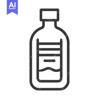 Aset desain premium: Line Drawing of a Bottle with a Liquid Inside