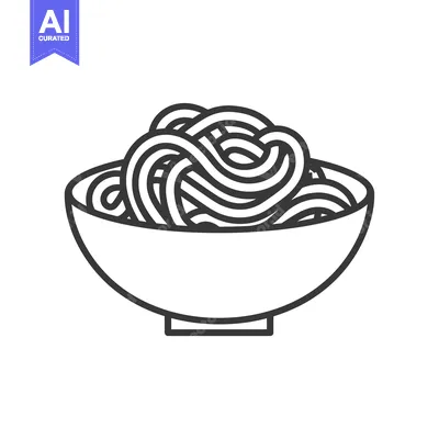Aset premium populer: Line Drawing of a Bowl of Noodles