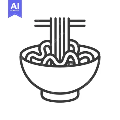 Aset premium populer: Line Drawing of a Bowl of Noodles with Chopsticks
