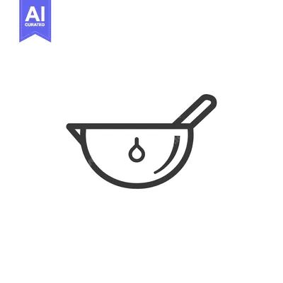 Popular premium asset: Line Drawing of a Bowl with a Ladle