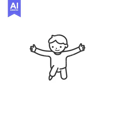 Aset premium populer: Line Drawing of a Boy with Open Arms and a Smile