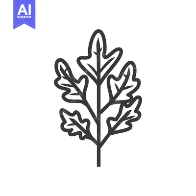 Aset premium populer: Line Drawing of a Branch with Five Leaves