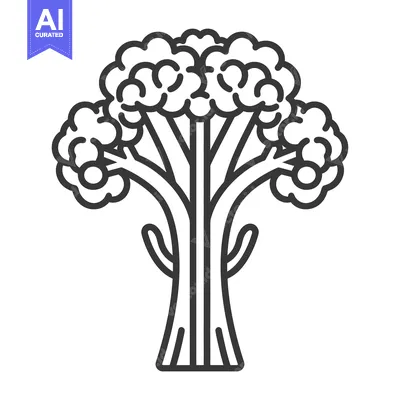 Aset desain premium: Line drawing of a broccoli floret