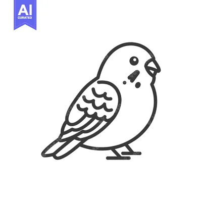 Aset premium populer: Line drawing of a budgerigar, a small, colorful parrot