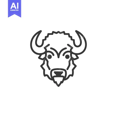 Aset desain premium: Line Drawing of a Buffalo Head