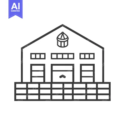 Aset desain premium: Line drawing of a building with a large garage door
