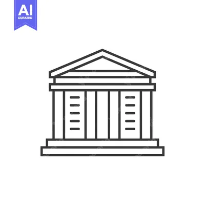 Aset desain premium: Line Drawing of a Building with Columns and a Triangular Roof