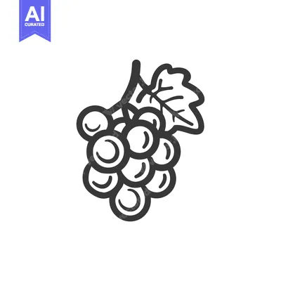 Aset premium populer: Line Drawing of a Bunch of Grapes with a Leaf