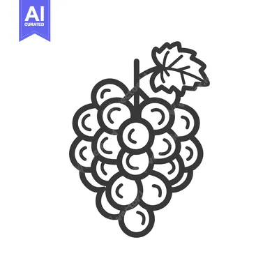 Line drawing of a bunch of grapes with a leaf