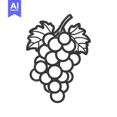 Aset premium populer: Line Drawing of a Bunch of Grapes with Leaves
