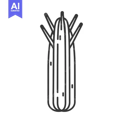 Line Drawing of a Cactus with Four Spines
