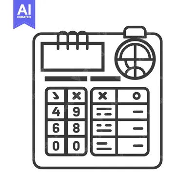 Aset desain premium: Line Drawing of a Calculator with a Display and Buttons