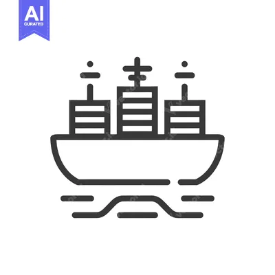 Aset premium populer: Line Drawing of a Cargo Ship with Containers